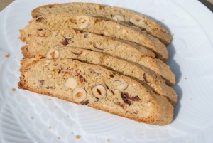 Biscotti with Hazelnuts and Dried Cranberries